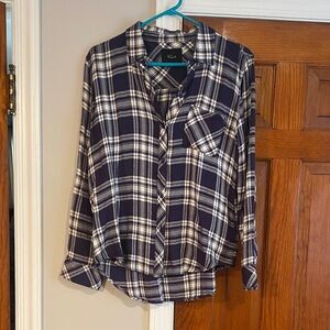 Rails Blue and White Checkered Top